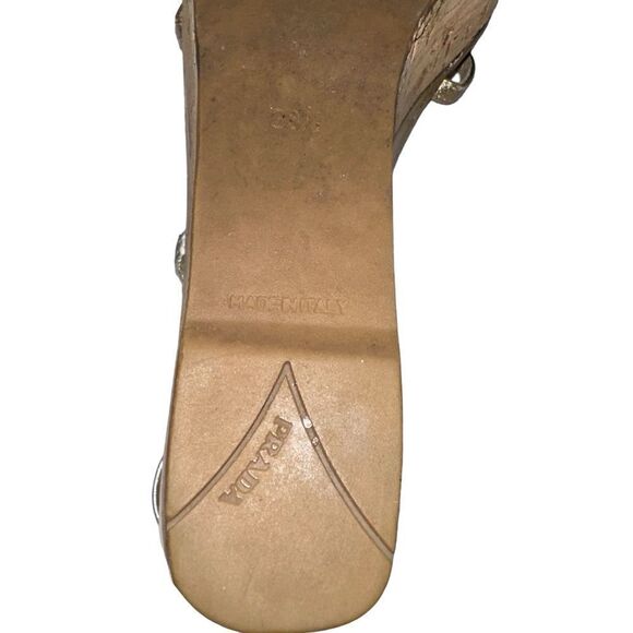 Prada Sling Back wedge sandals. Size 38.5 silver & gold metallic Authentic - Picture 8 of 9